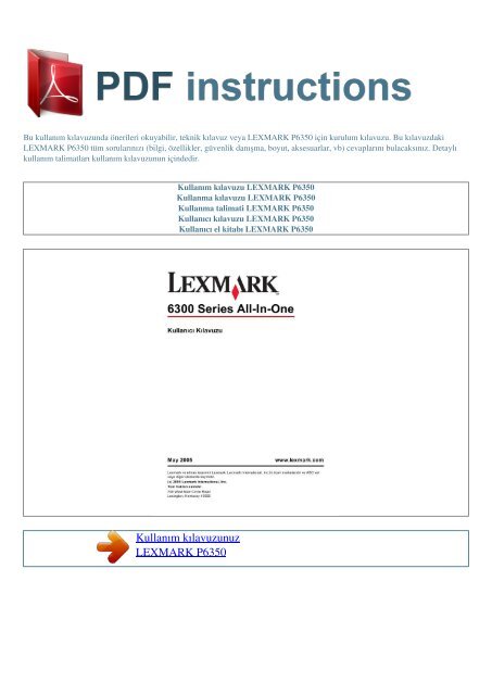 Kullanım kılavuzu LEXMARK P6350 - 1