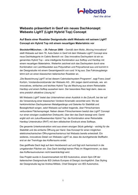 Webasto LigHT (Light Hybrid Top) Concept