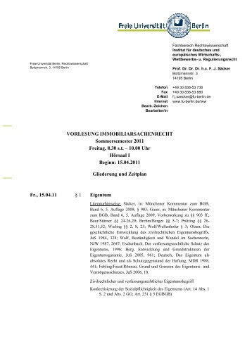 VORLESUNG IMMOBILIARSACHENRECHT Sommersemester ...