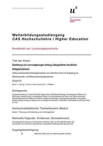 Leistungskontrolle Modul 1 - Zentrum für universitäre Weiterbildung ...