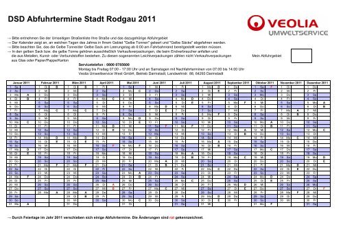 101129 Abfallkalender Rodgau Veolia 2011 - Veolia Umweltservice