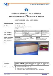 Product approval of Packaging for Dangerous Goods - NET17025 ...