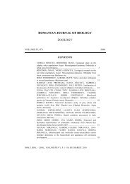 romanian journal of biology zoology - Institutul de Biologie Bucureşti
