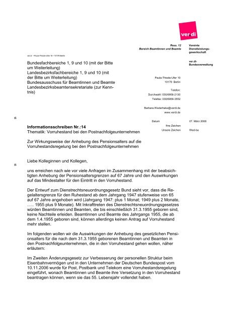 Ver Di Brief Vorlage Verdi Lnr De