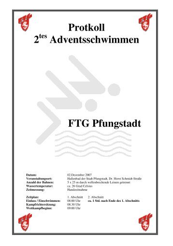 Protkoll 2 Adventsschwimmen FTG Pfungstadt - TuS Griesheim