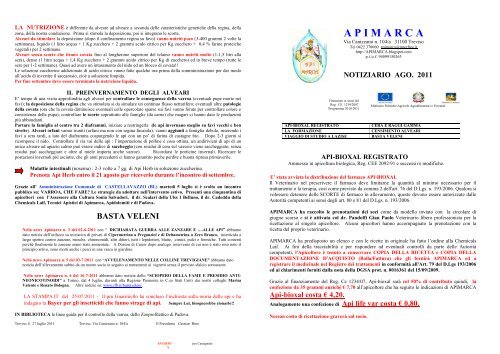 NEWS agosto-2011 APIMARCA - Apicoltura online