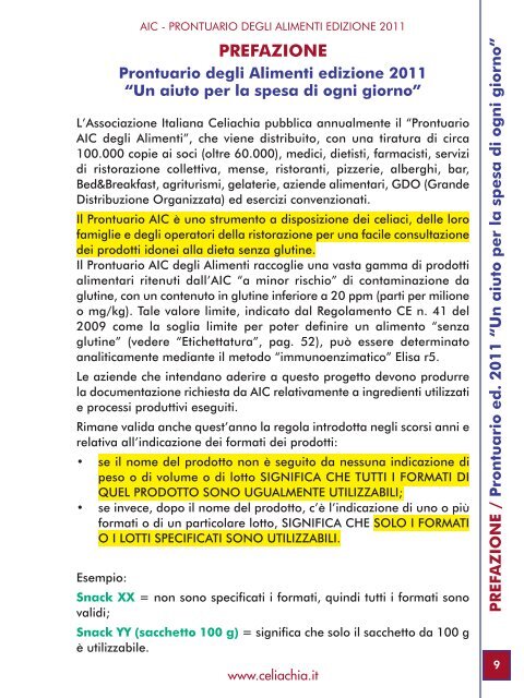prontuario celiachia da scaricare