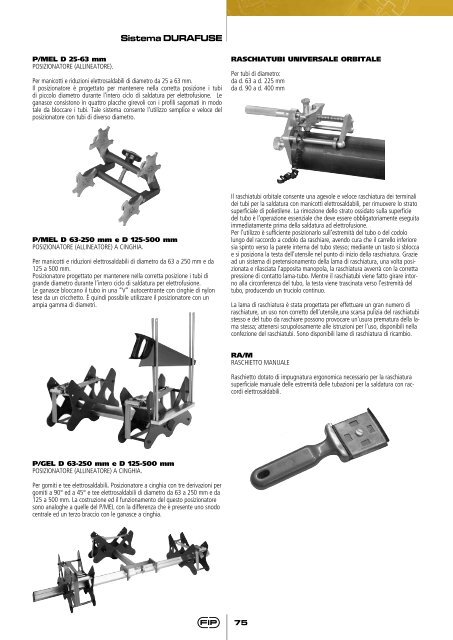 Raccordi in PE sistema DURAFUSE ed attrezzature ausiliarie - FIP