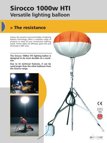 Sirocco 1000w HTI - Versatile lighting balloon - Nuna Innovations Inc.