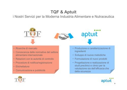 Slide Presentazione partnership TQF-Aptuit - Total Quality Food