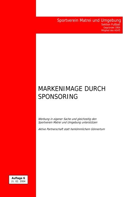 MARKENIMAGE DURCH SPONSORING - Vereinsmeier