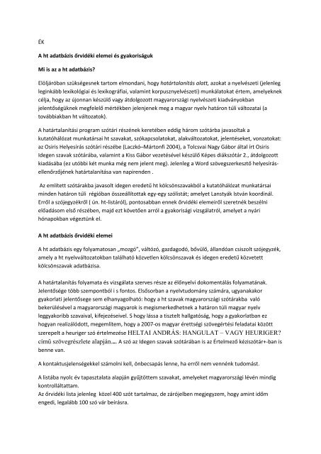 szerepelt a heuriger szó értelmezése HELTAI ANDRÁS ... - UMIZ