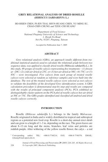 GREY RELATIONAL ANALYSIS OF DRIED ROSELLE (HIBISCUS ...