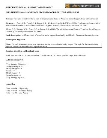 PERCEIVED SOCIAL SUPPORT ASSESSMENT - Afterdeployment.org