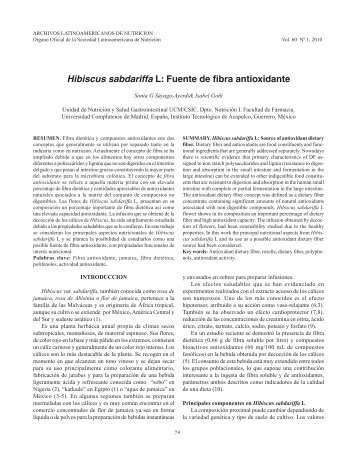 Hibiscus sabdariffa L: Fuente de fibra antioxidante - SciELO