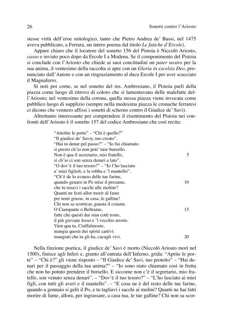 Sonetti contro l'Ariosto, giudice de' Savi in Ferrara - Carla Rossi ...