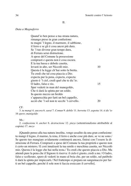 Sonetti contro l'Ariosto, giudice de' Savi in Ferrara - Carla Rossi ...