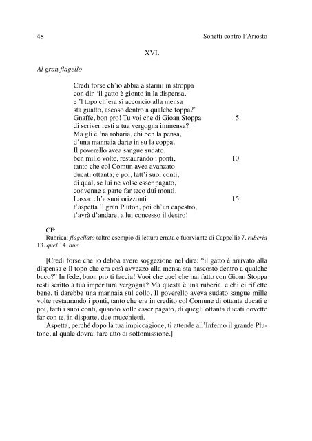 Sonetti contro l'Ariosto, giudice de' Savi in Ferrara - Carla Rossi ...