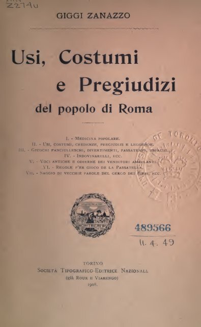 Usi, costumi e pregiudizi del popolo di Roma .. - Centrostudirpinia.It