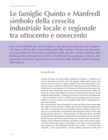 Le famiglie Quinto e Manfredi simbolo della crescita industriale ...