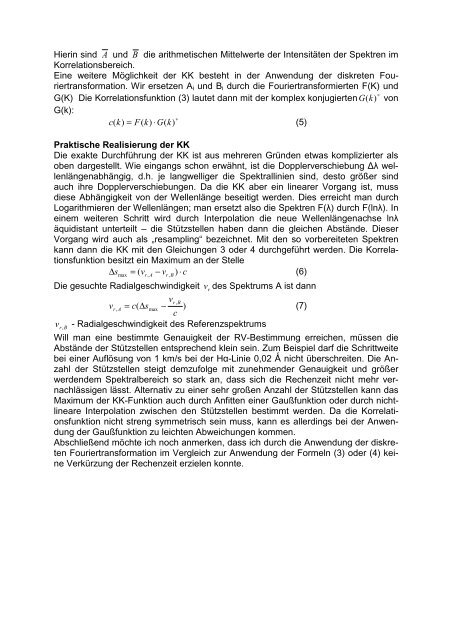 Die Anwendung der Kreuzkorrelation (KK) auf die ...