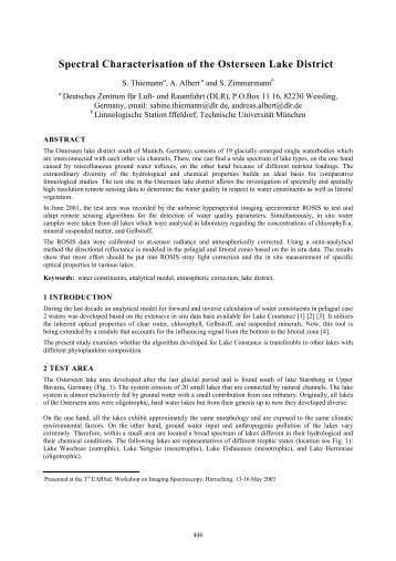 Spectral Characterisation of the Osterseen Lake District - EARSeL ...