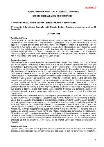 Consiglio del 23/12/2011 - Comune di Orvieto