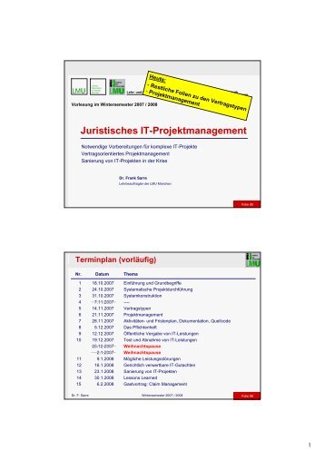 Juristisches IT-Projektmanagement - PST - LMU