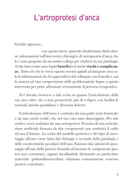 L'ARTROPROTESI D'ANCA - Ospedale Sacro Cuore Don Calabria