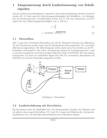 1 Längenmessung durch Laufzeitmessung von Schall- signalen