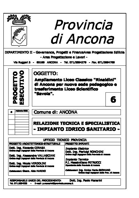 relazione tecnica impianto idrico sanitario - Provincia di Ancona