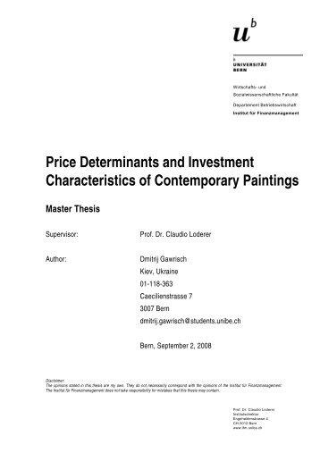 Price Determinants and Investment Characteristics of Contemporary ...