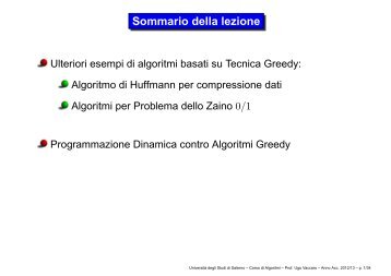 Note della lezione 13 - Dipartimento di Informatica ed Applicazioni