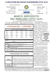 MARCO: BENVENUTO NEL BERGAMO CITTA' ALTA - Rotary Club ...