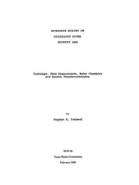 Intensive Survey of the Guadalupe River Segment 1806