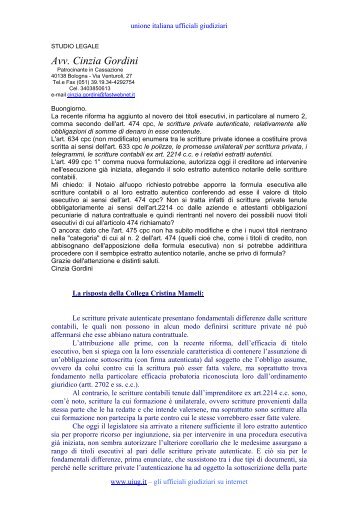 Cristina Mameli - ufficiale giudiziario su internet - UIUG