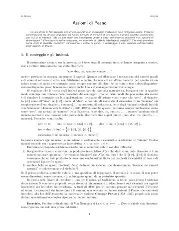 Assiomi Di Peano - Dipartimento di Matematica e Informatica