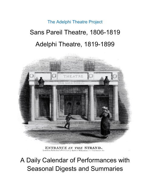 The Adelphi Theatre 1806-1900 Preface - University of