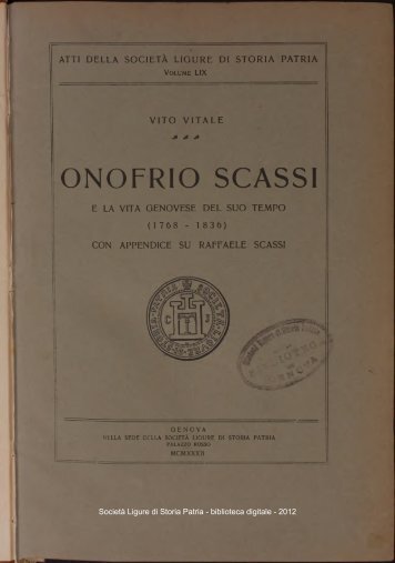 ONOFRIO SCASSI - Società Ligure di Storia Patria