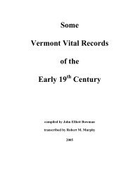 Some Vermont Vital Records of the - Vermont Historical Society