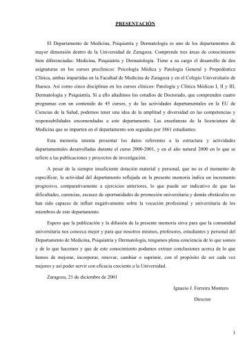 Memoria 2000-2001 - Universidad de Zaragoza