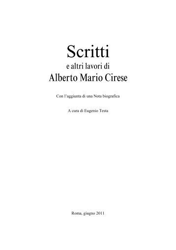 Bibliografia completa delle opere di A. M. Cirese - Antropologica