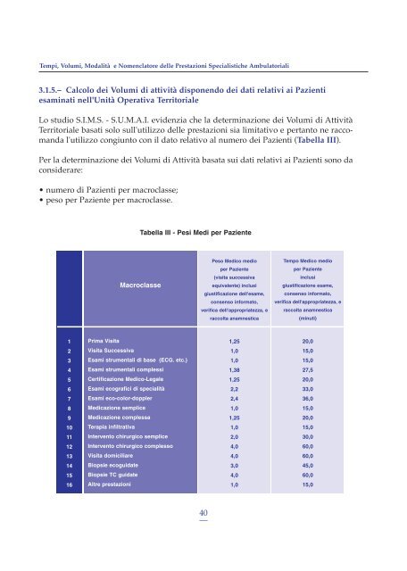 Tempi Medi di Attività Modalità di Esecuzione Nomenclatore delle ...