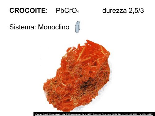 I MINERALI E LE ROCCE - Centro Studi Naturalistici