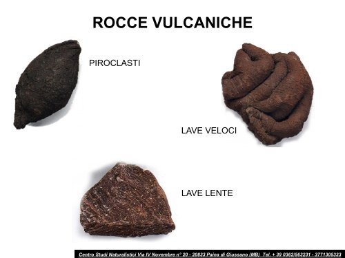 I MINERALI E LE ROCCE - Centro Studi Naturalistici