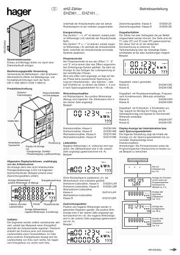 Betriebsanleitung eHZ-Zähler EHZ361..., EHZ161... - Energie ...