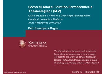 Corso di Analisi Chimico-Farmaceutica e Tossicologica I (M-Z) - CTF