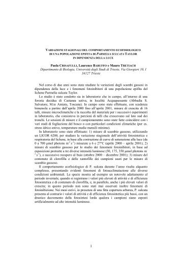 P. Crisafulli, L. Baruffo e M. Tretiach - Università degli Studi di Trieste