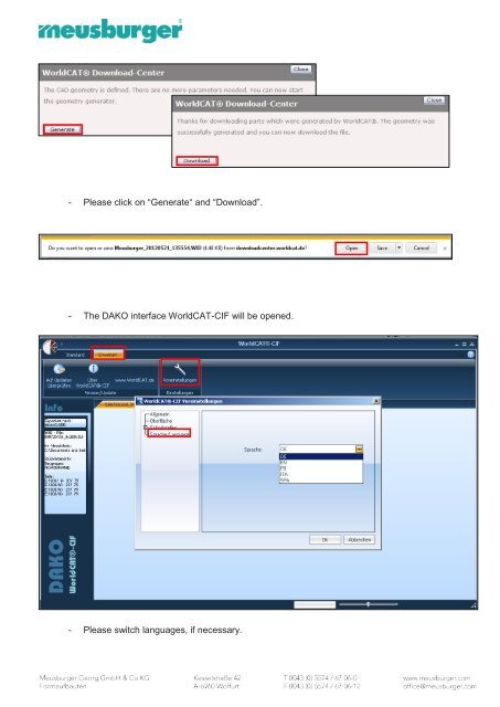 Online Catalogue and CAD Export with DAKO E