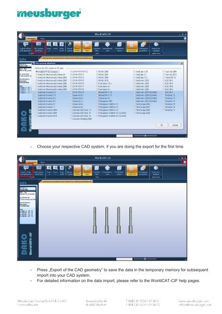 Online Catalogue and CAD Export with DAKO E